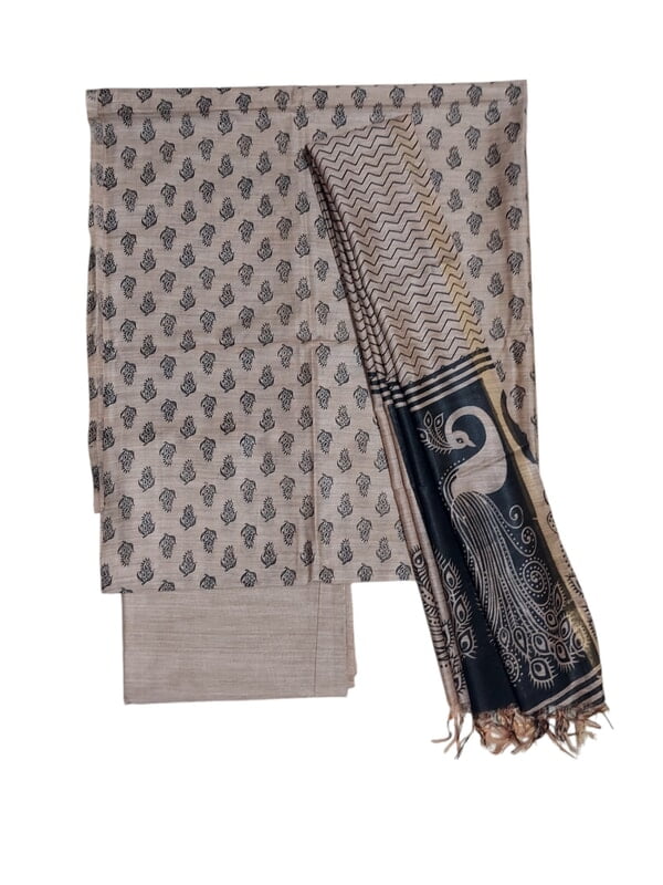 Copy of Black Madhubani Print Unstitched Cotton Silk Salwar Suit with Dupatta