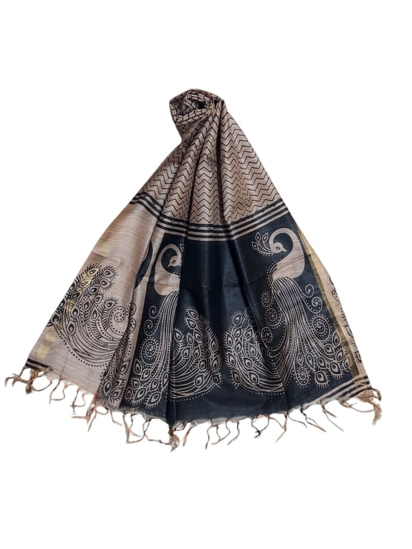 Copy of Black Madhubani Print Unstitched Cotton Silk Salwar Suit with Dupatta