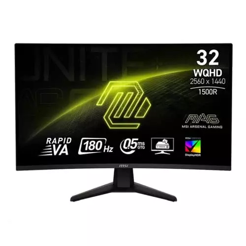 MSI MAG 32CQ6F – 32″ WQHD 180Hz Curved VA Gaming Monitor | 0.5ms | HDR400 | 3Y