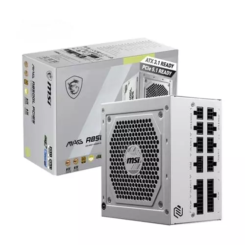 MSI MAG A850GL PCIe5 White 850W Gold ATX 3.1 Fully Modular PSU – 80 Plus Gold