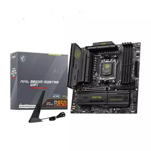 MSI MAG B850M Mortar WIFI mATX Motherboard – AM5 | DDR5 | WiFi 7 | Gaming