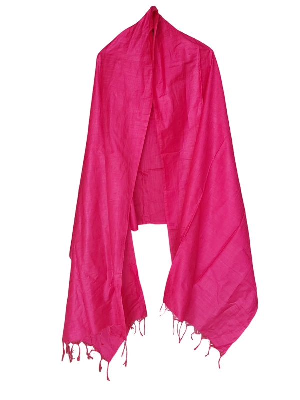 Magenta Cotton Silk Solid Dupatta
