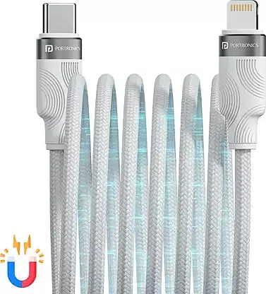 POR 2576 Maglink CL C-Lightning – 27W USB-C to Lightning Magnetic Cable | 1M | White | 06 Months