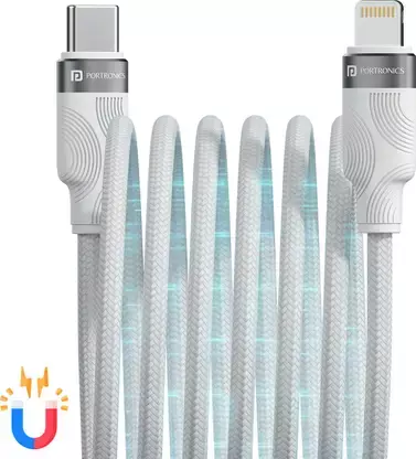 POR 2576 Maglink CL C-Lightning – 27W USB-C to Lightning Magnetic Cable | 1M | White | 06 Months