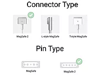 Laptop Adapter Compatible for Apple Magsafe 2 - 45W 14.85V-3.05A Magnet pin T Shape