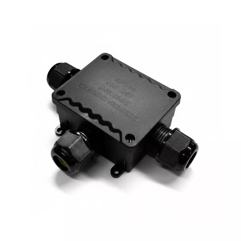IP68 3-Way Waterproof Junction Box | UV-Resistant Outdoor Enclosure with PG9 Cable Glands