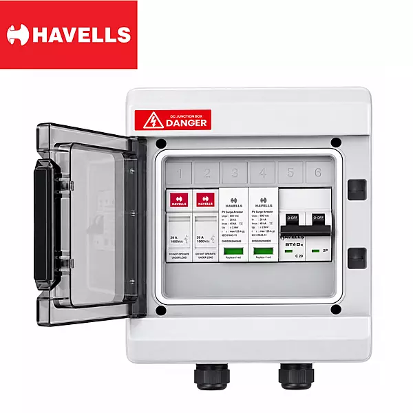 Havells DCDB Premium IP66 Waterproof – 20A MCB,600V SPD & 2 Fuse Holders (4kW - 10 kW)