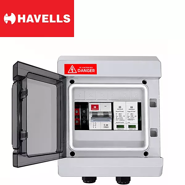 Havells ACDB Premium IP66 Waterproof – 32A MCB & 320V SPD (1kW–5kW)