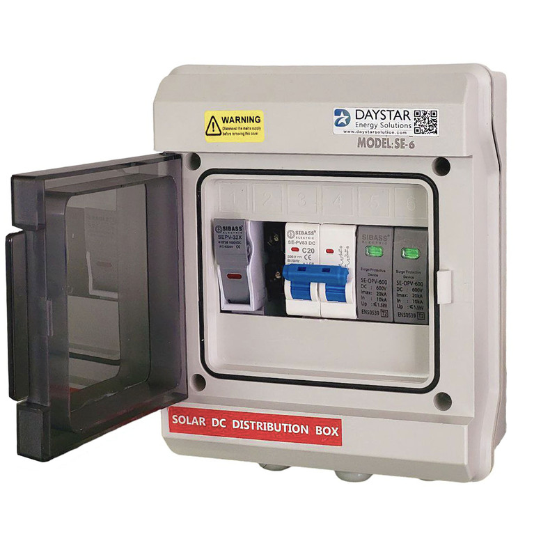Premium Waterproof IP66 DCDB 1 in 1 Out Inbuilt DC Fuse 20A, SPD 600V & DC MCB 20A (1 Series/String x up to 12 Panels Max.) (1-1 600V MCB)