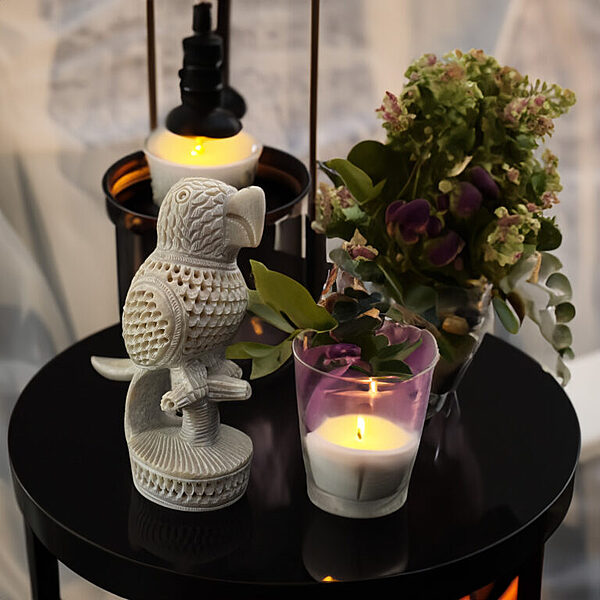 Majestic Marble Parrot Sculpture