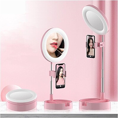 LED Desktop Makeup Mirror Selfie Light Ring Lamp Pack of 1 (Colour: Pink) LED Desktop Makeup Mirror Selfie Light Ring Lamp Pack of 1 (Colour: Pink)