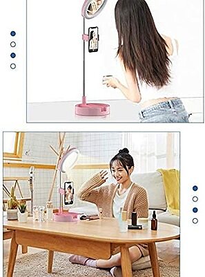 LED Desktop Makeup Mirror Selfie Light Ring Lamp Pack of 1 (Colour: Pink) LED Desktop Makeup Mirror Selfie Light Ring Lamp Pack of 1 (Colour: Pink)