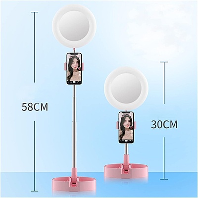 LED Desktop Makeup Mirror Selfie Light Ring Lamp Pack of 1 (Colour: Pink) LED Desktop Makeup Mirror Selfie Light Ring Lamp Pack of 1 (Colour: Pink)