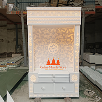Premium Corian Mandir with 3D Design and LED Lighting