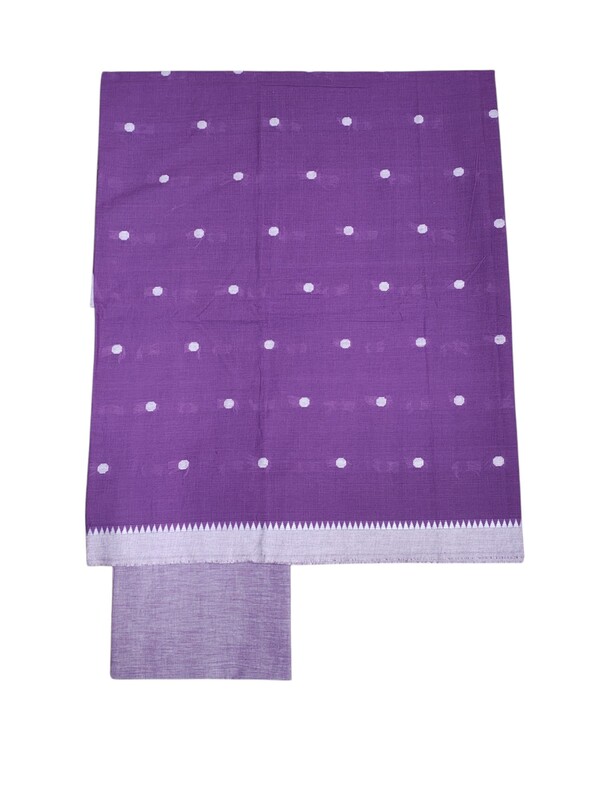 Lavender Handloom South Cotton Unstitched Salwar Suit Set with Dupatta for Women