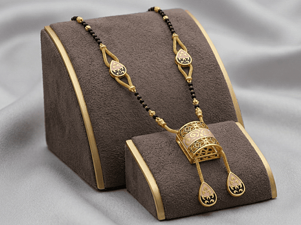 18 kt Gold Enchanted Blush Enamel Mangalsutra