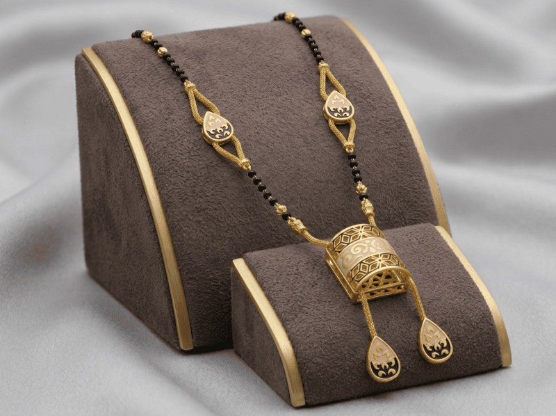 18 kt Gold Enchanted Blush Enamel Mangalsutra