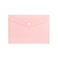 Pack of 12 A5 Light Pastel Pink Soft Touch Plastic Document Wallets with Button Closure