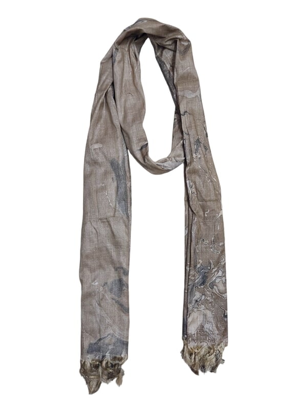 Beige Marble Print Cotton Silk Dupatta