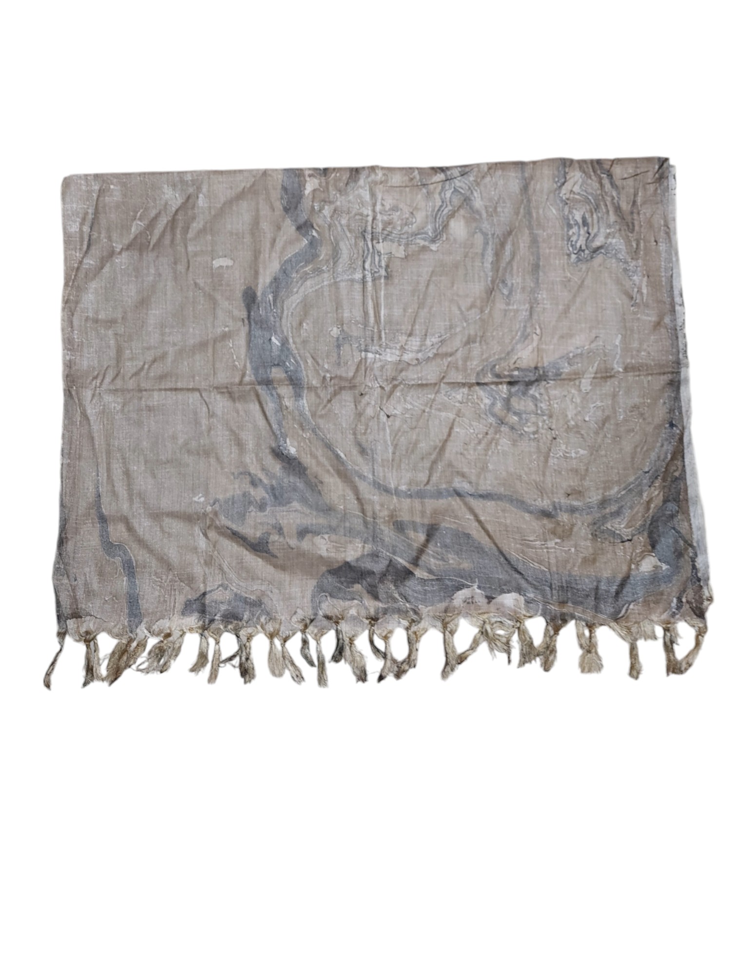 Beige Marble Print Cotton Silk Dupatta