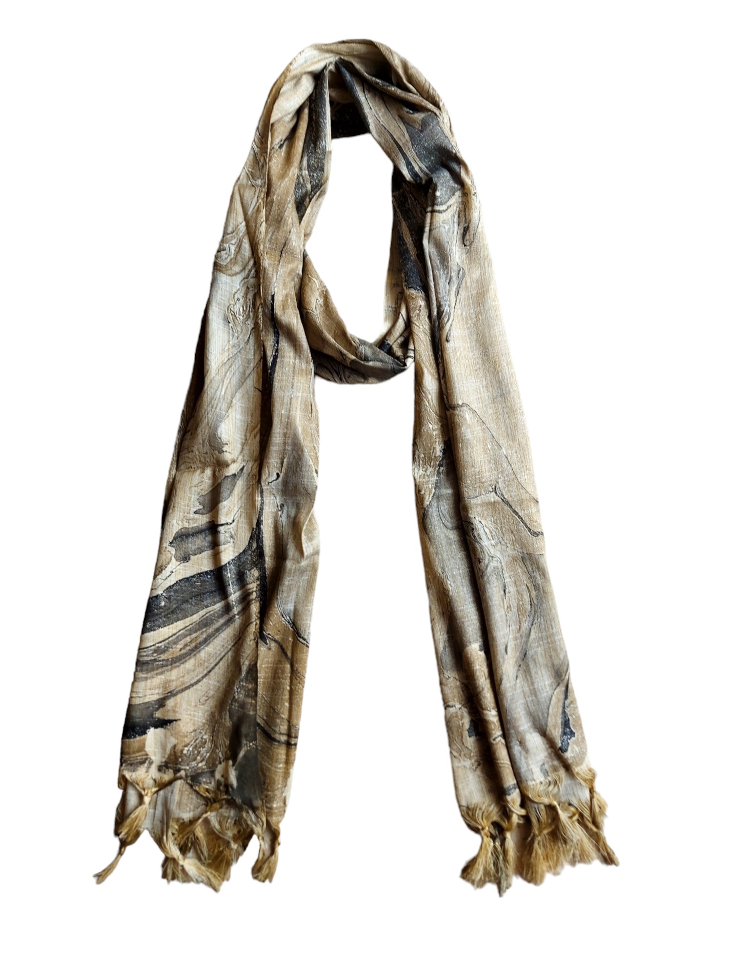 Black Marble Print Cotton Silk Dupatta