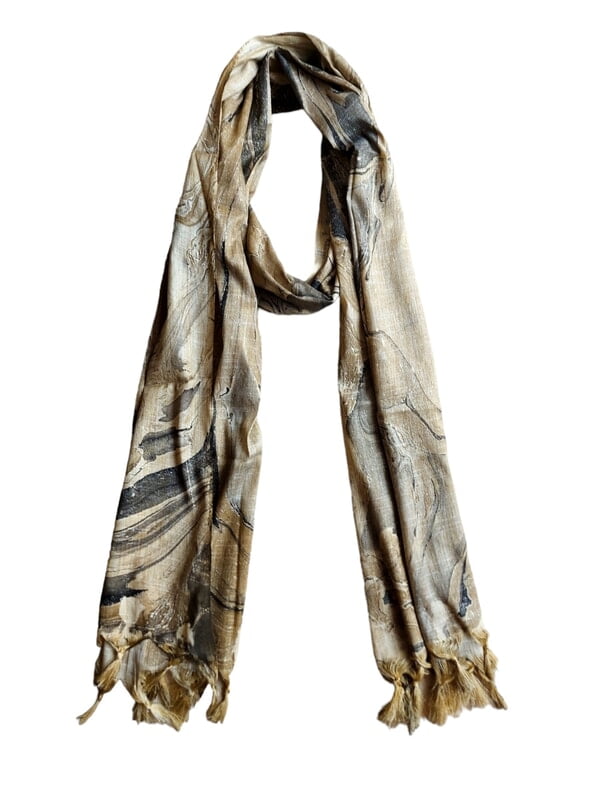 Black Marble Print Cotton Silk Dupatta