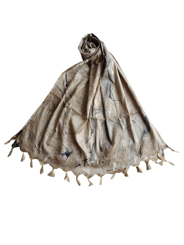 Black Marble Print Cotton Silk Dupatta