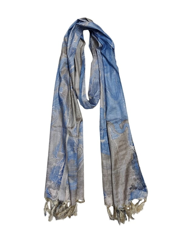 Indigo Marble Print Cotton Silk Dupatta