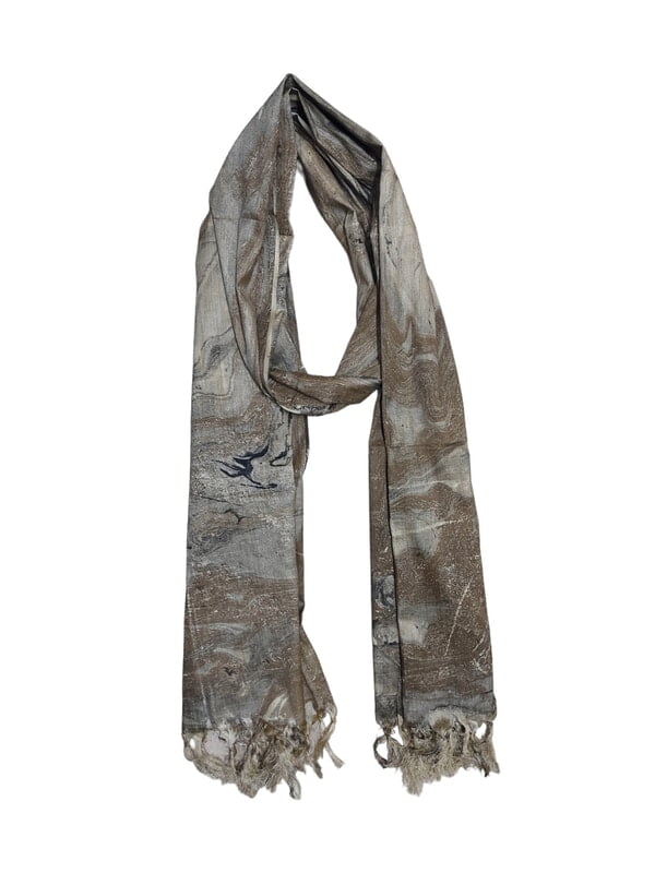 Golden Marble Print Cotton Silk Dupatta