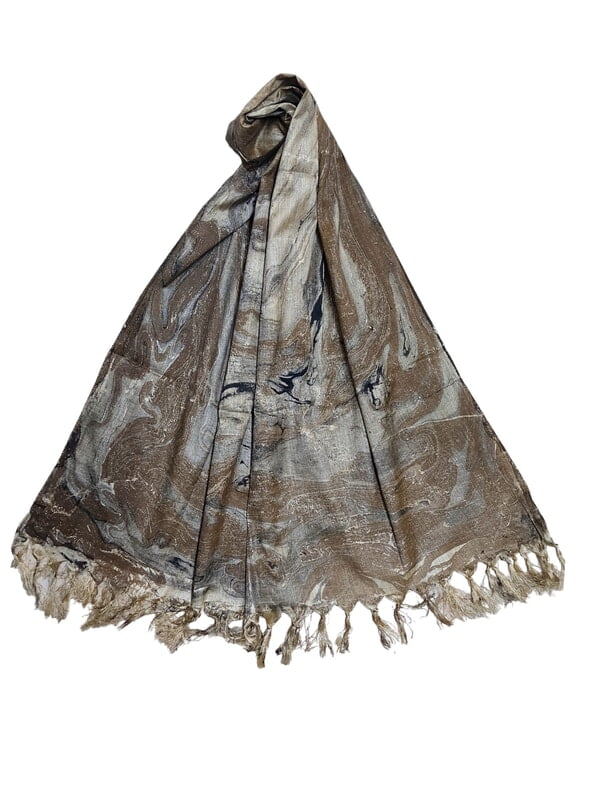 Golden Marble Print Cotton Silk Dupatta