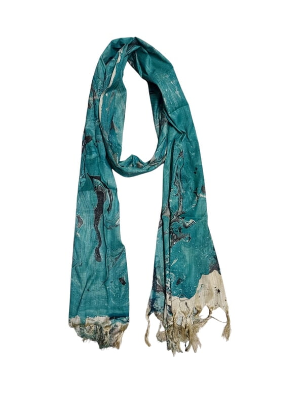 Dark Mint Marble Print Cotton Silk Dupatta