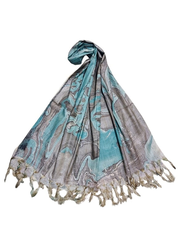Mint Marble Print Cotton Silk Dupatta