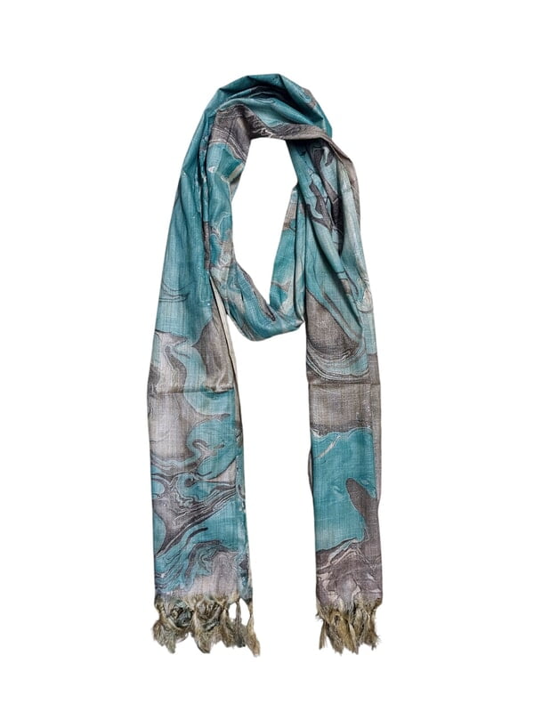 Mint Marble Print Cotton Silk Dupatta