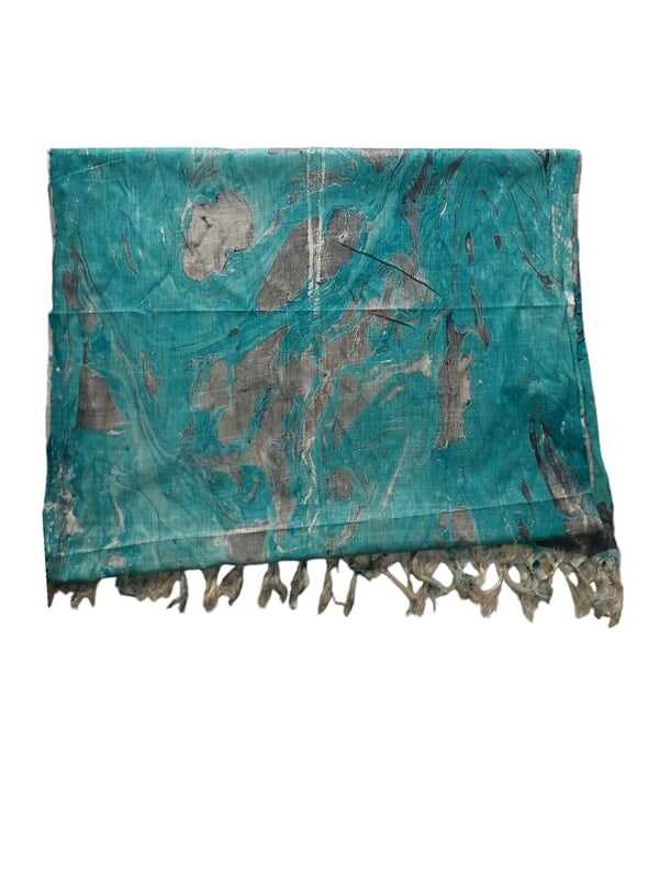 Dark Mint Marble Print Cotton Silk Dupatta