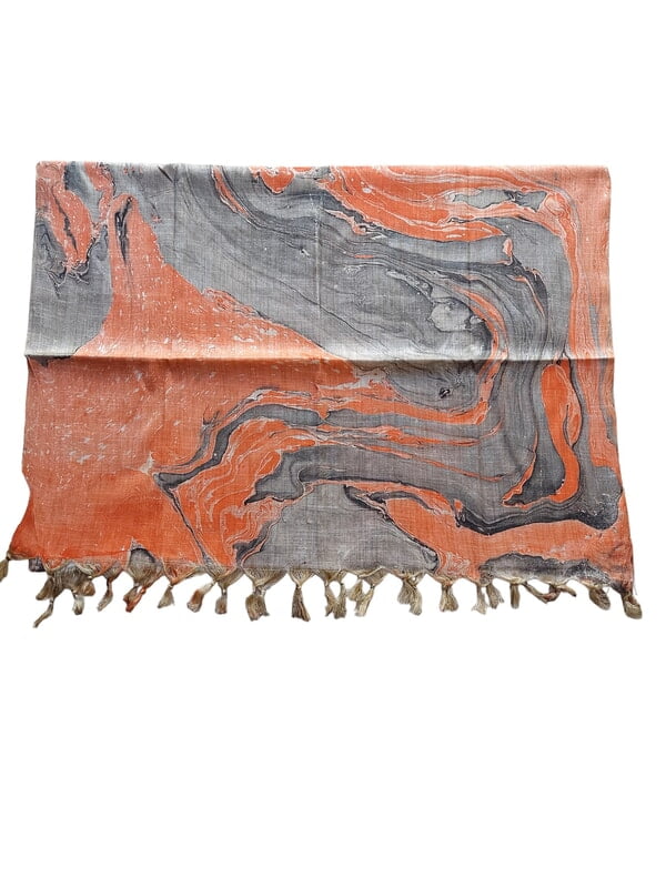 Orange Marble Print Cotton Silk Dupatta