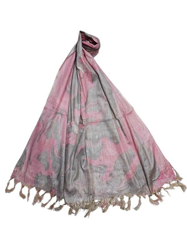 Pink Marble Print Cotton Silk Dupatta