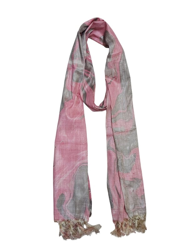 Pink Marble Print Cotton Silk Dupatta