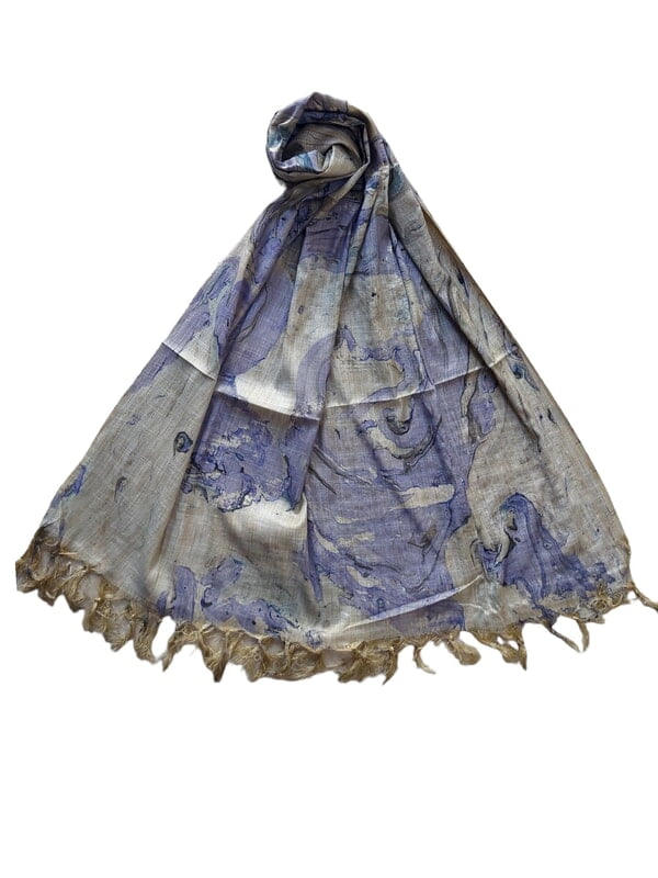 Purple Marble Print Cotton Silk Dupatta