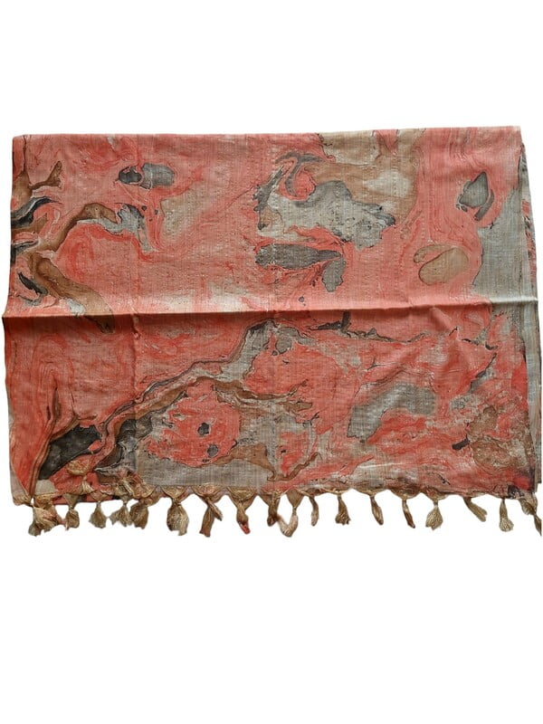 Red Marble Print Cotton Silk Dupatta