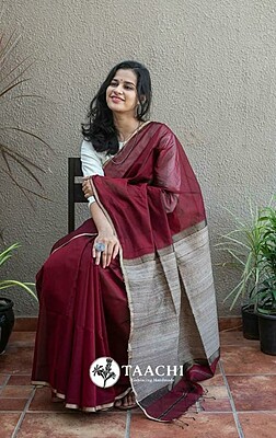 Bengal Handloom Saree - Maroon Colour Bengal Handloom Saree - Maroon Colour