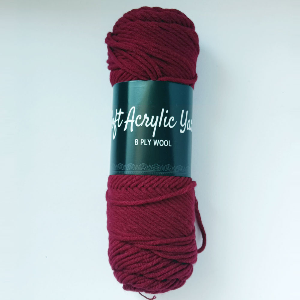 Soft Acrylic Yarn 8 ply Maroon