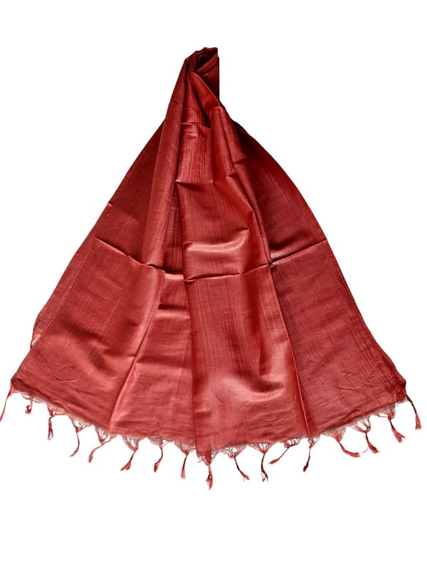 Maroon Cotton Silk Solid Dupatta