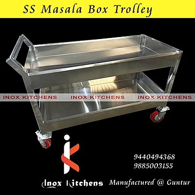 SS Masala Container Trolley