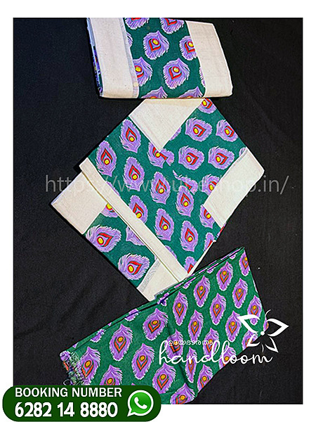 Mayilpeeli-green-model-set-mund-with-blouse-