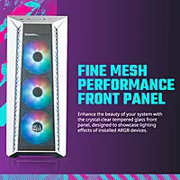 Cooler Master MasterBox 520 Mesh ARGB White E-ATX Mid Tower Case – High Airflow | ARGB