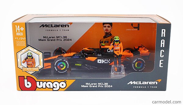 Mclaren MCL38 with Pilot Lando Norris F1 1:24 Bburago