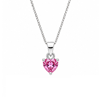 Sterling Silver Heart Cut Pink Stone Pendant Necklace for Women & Girls Casual Wear
