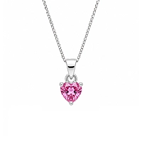 Sterling Silver Heart Cut Pink Stone Pendant Necklace for Women & Girls Casual Wear