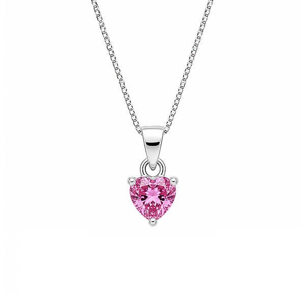 Sterling Silver Heart Cut Pink Stone Pendant Necklace for Women & Girls Casual Wear
