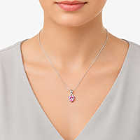 Sterling Silver Heart Cut Pink Stone Pendant Necklace for Women & Girls Casual Wear